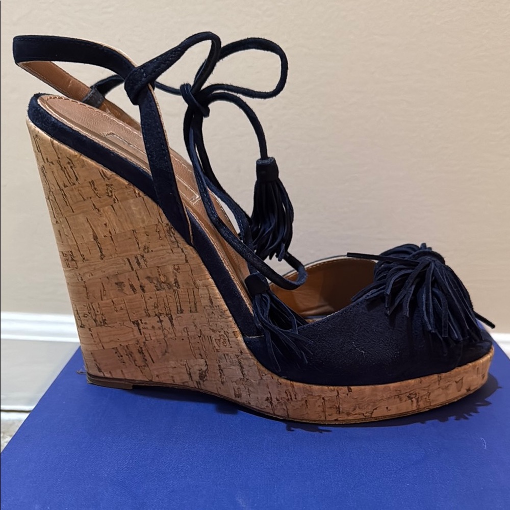 Aquazzura Blue Wedge Shoes
